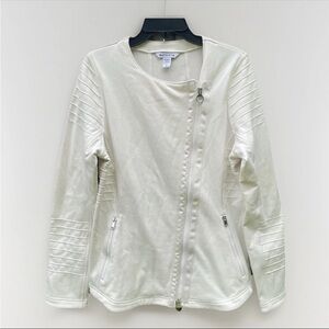 NWT Athleta Moto Jacket Women's Size Large Ivory Zip Up